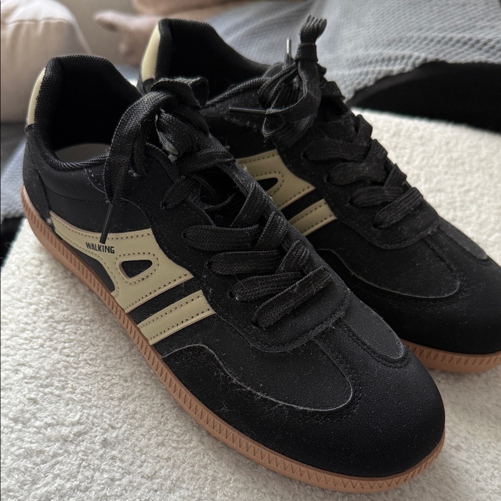 Black and Cream Walking Shoes